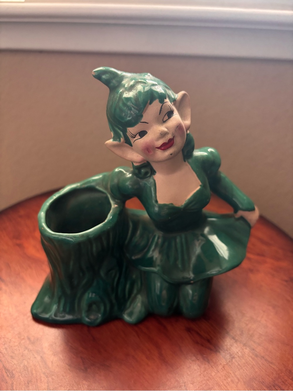 Vintage 1951 Mid Century Ceramic Elf Pixie Planter Fairycore Cottagecore decor
